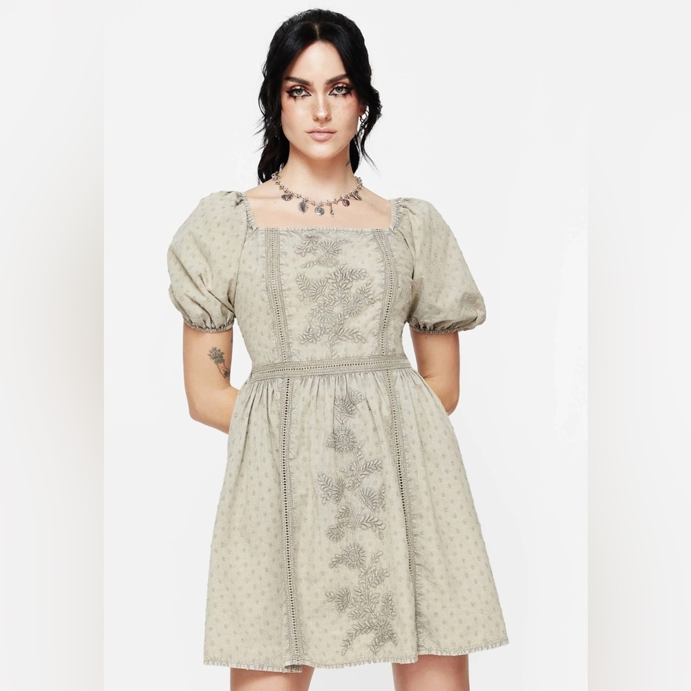 Caustic Cotton Frill Mini Dress Sz 10 – Cottagecore, Romantic, Alt Style